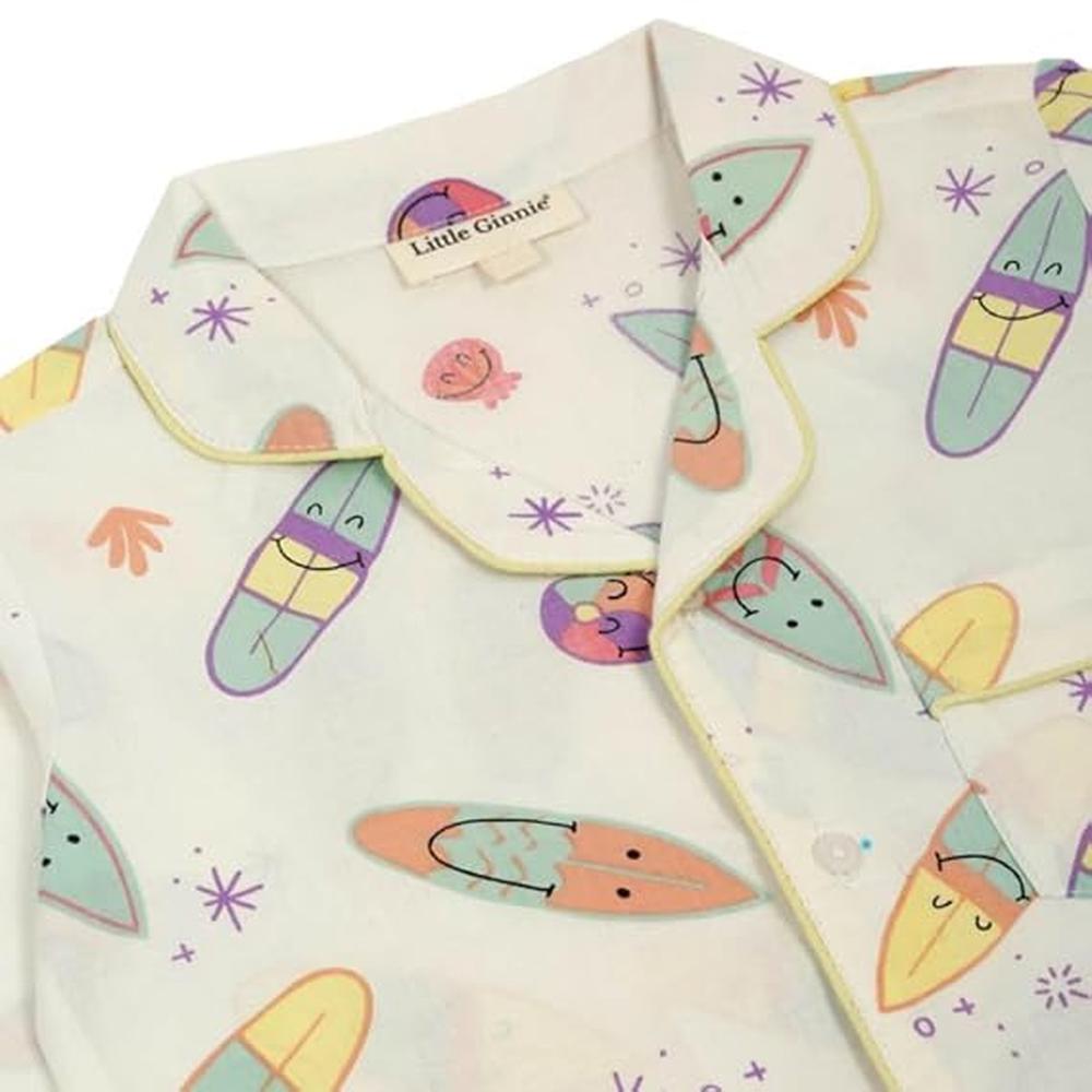 Little Ginnie Night Suit - Pajama Set | White