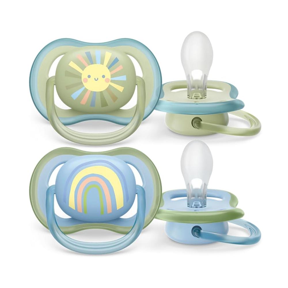 Philips Avent Ultra Air Pack of 2 Soother | Light, BPA-Free with Steriliser Carry Case (SCF085/58)