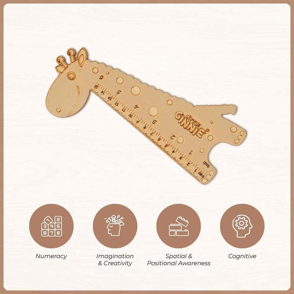 Little Ginnie Giraffe Ruler for Kids - Durable MDF