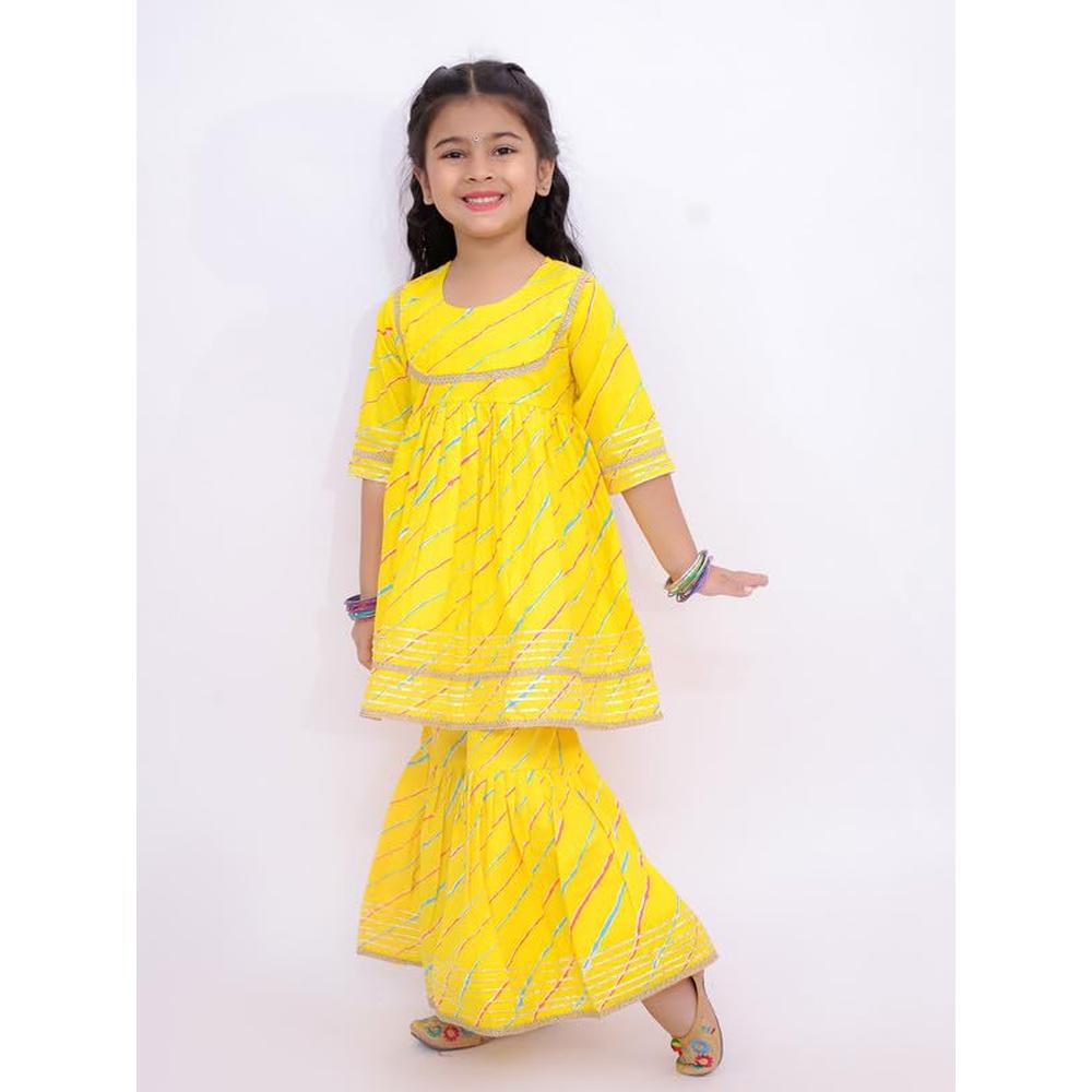 Little Ginnie Anarkali Sharara Set - Yellow | Traditional Ethnic Wear