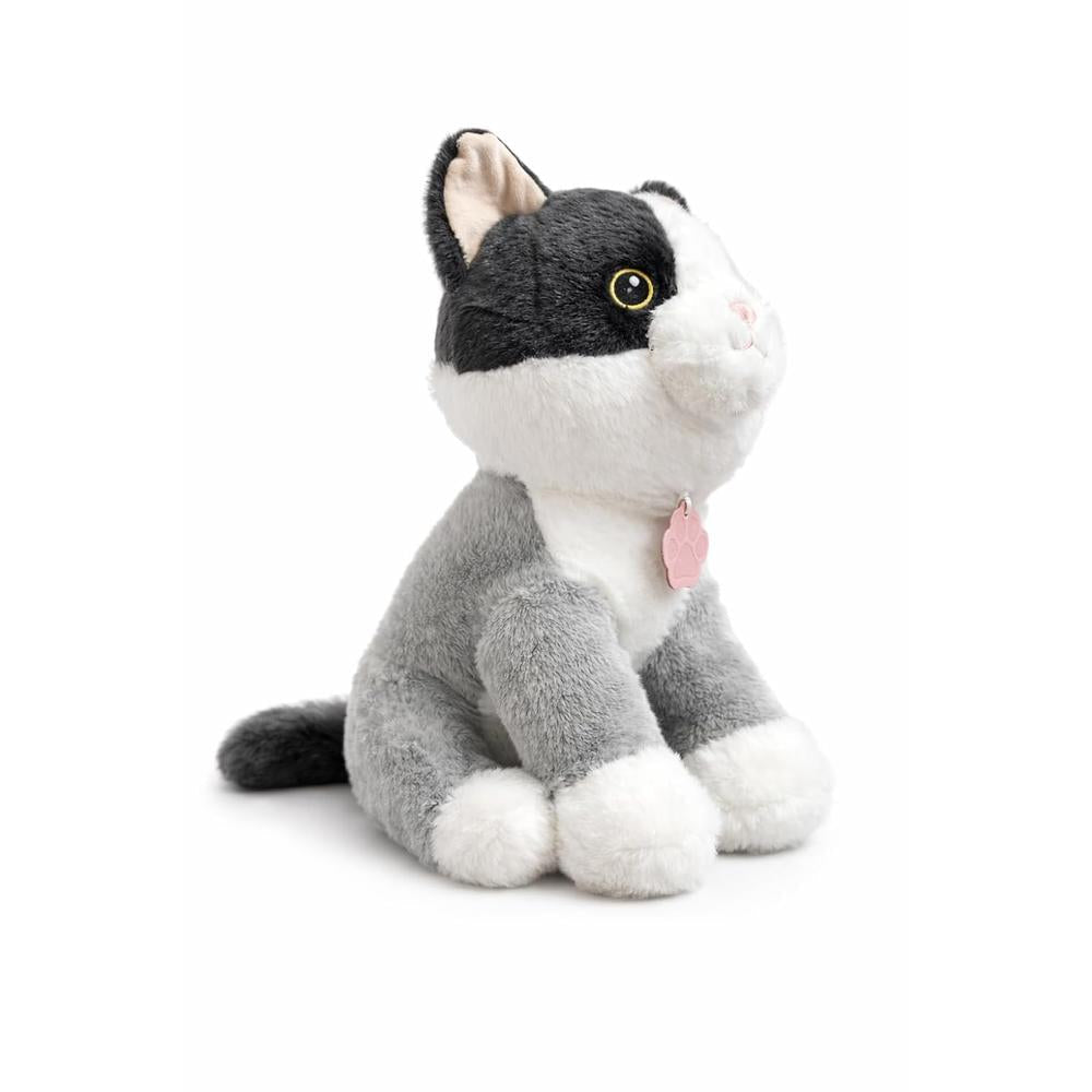 Cute Grey Cat with Eye Patch Plush Toy - 28cm Soft Stuffed Animal