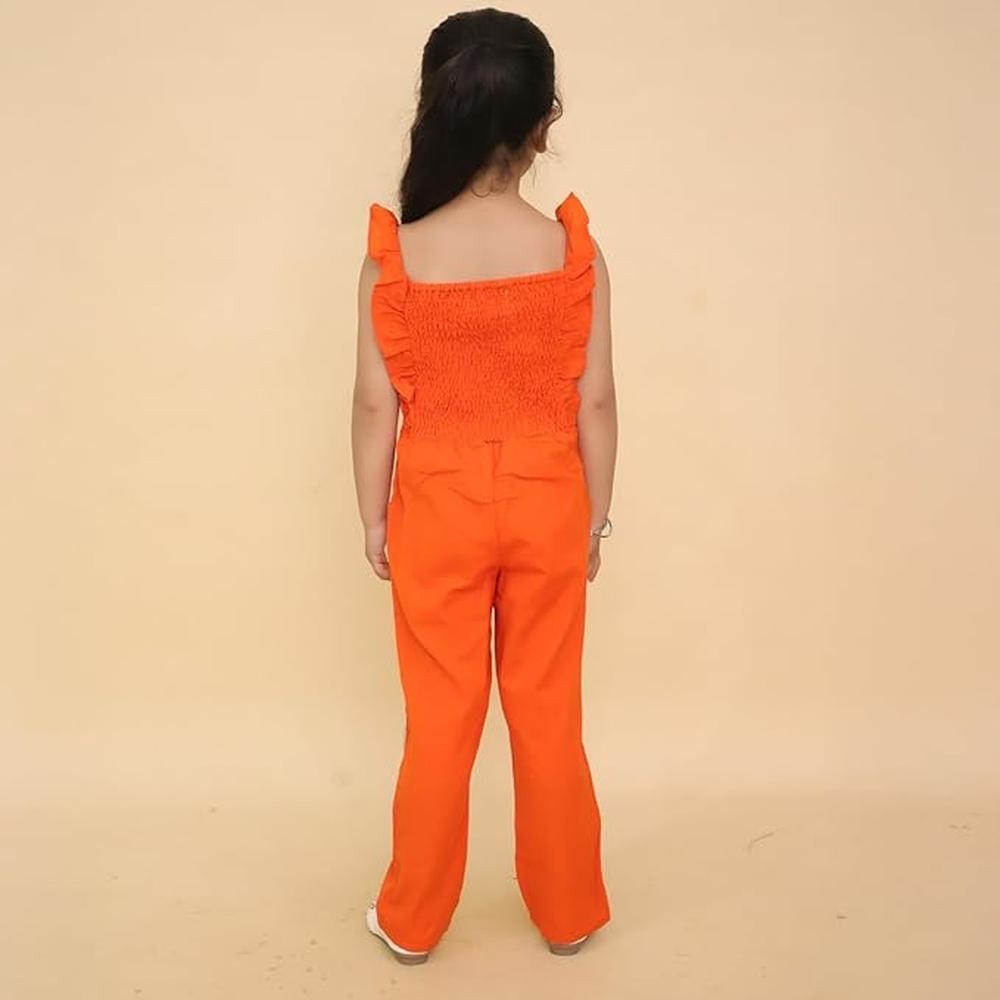 Little Ginnie Cotton Jumpsuit for Girls - Orange | One Piece