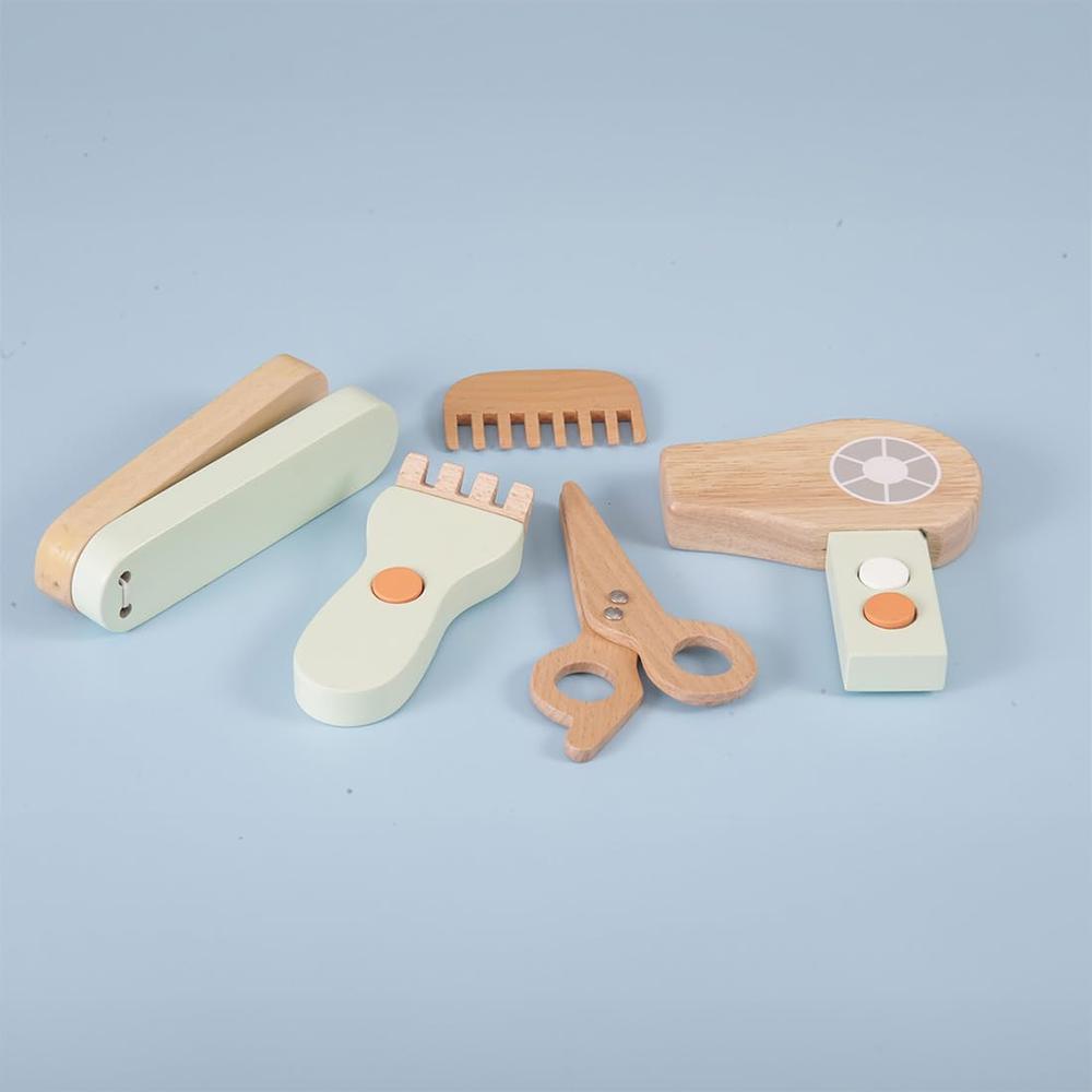 Little Ginnie Baby Grooming Pretend Playset - Wooden Hair Dryer, Straightener, Trimmer, Scissors & Comb