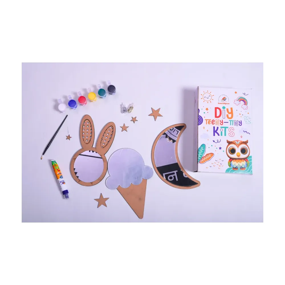 Ilearnngrow Teeny Tiny DIY Mirror Decorating Kit for Kids – Set of 3 Creative Craft Set