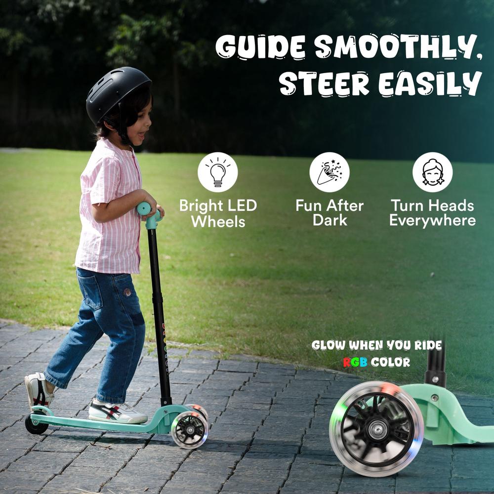 Tinyberg Kids Scooter with LED Wheels, Adjustable Height & Foot Brake | Vroom Vroom