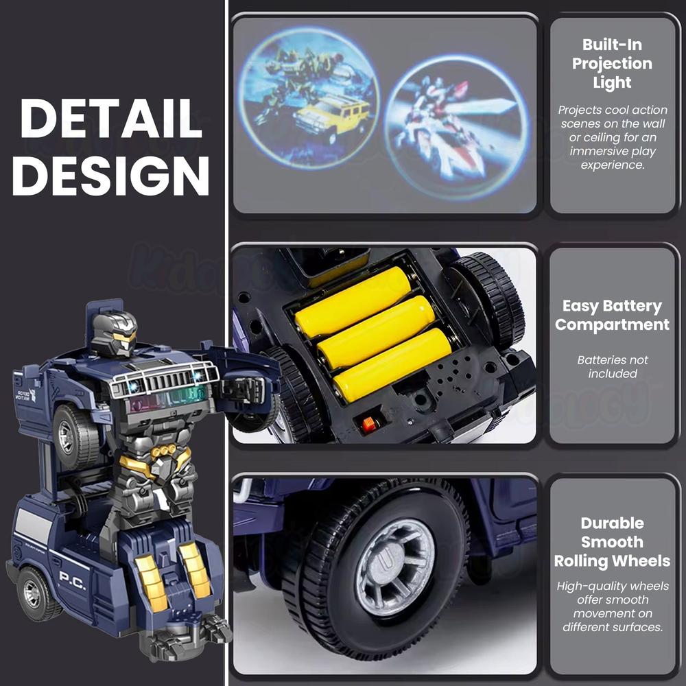 Kidology 2-in-1 Transforming Action Car with Flashing Lights & Sounds
