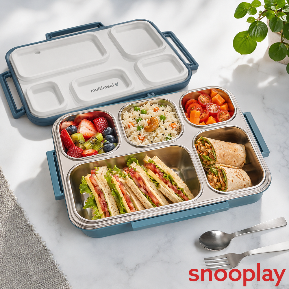 Jaypee Multi Meal 5 Compartments Insulated Lunch Box - 580ml | Grey
