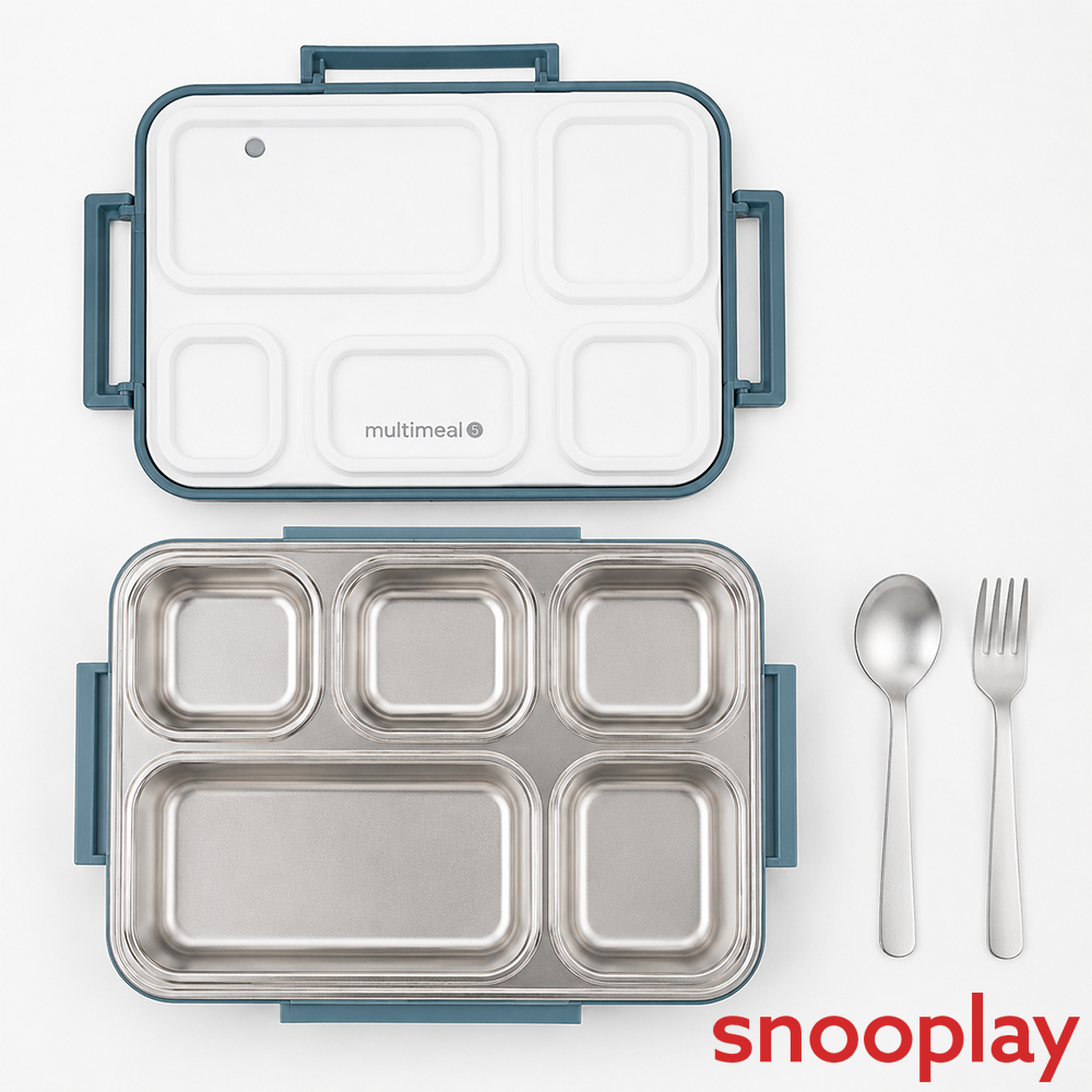 Jaypee Multi Meal 5 Compartments Insulated Lunch Box - 580ml | Grey