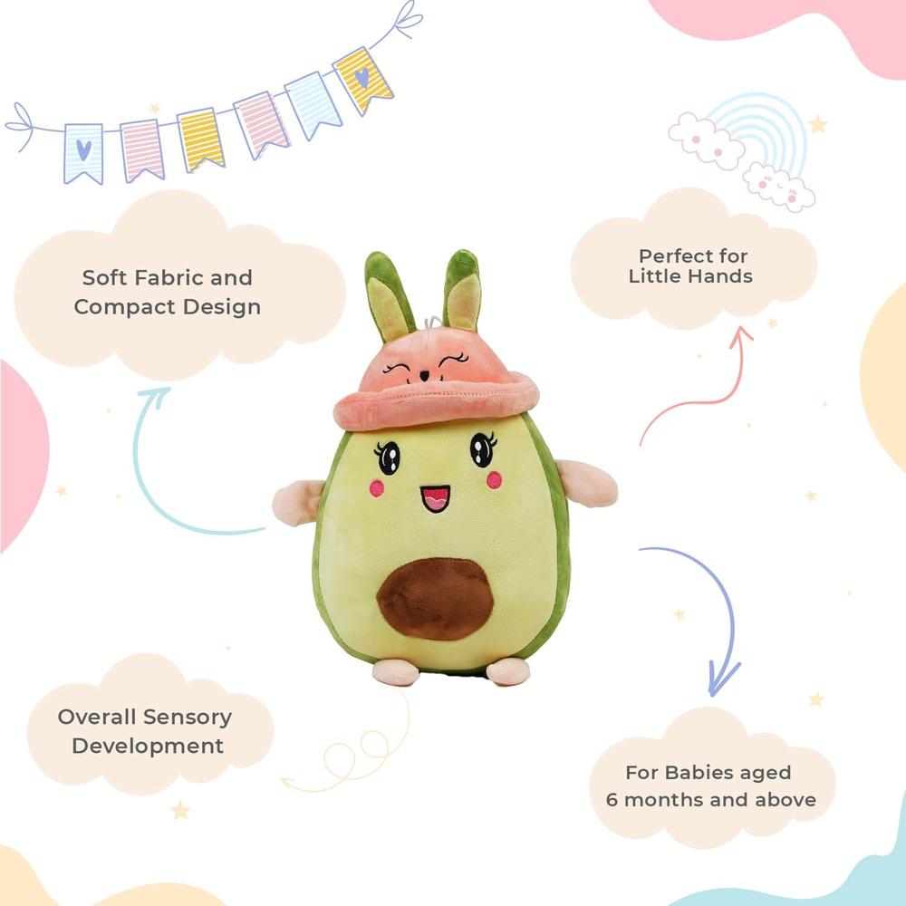 Little Ginnie Avocado Rabbit Soft Toy - 35.56 cm | Cuddling & Sensory Development