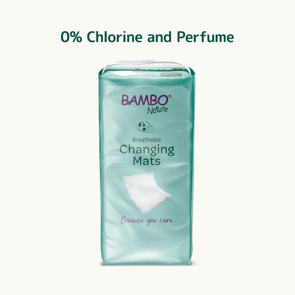 Bambo Nature Breathable Changing Mats | 10 Mats | Absorbs Up to 1300ml | 60 x 60 Disposable
