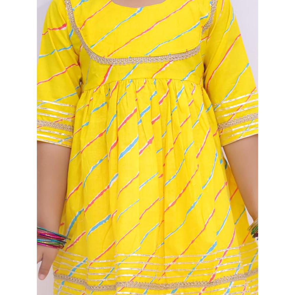 Little Ginnie Anarkali Sharara Set - Yellow | Traditional Ethnic Wear