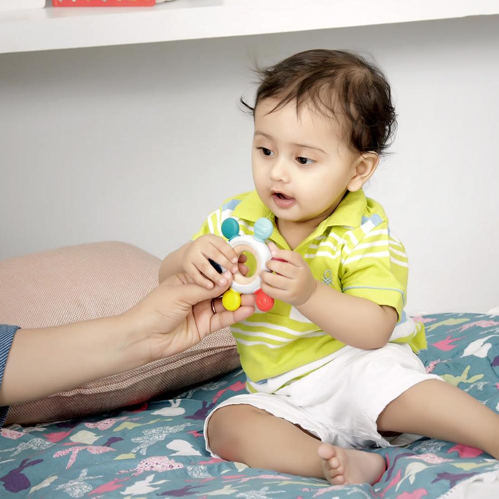 Little Ginnie Wooden Baby Teether Ring | Soft Silicone, BPA-Free