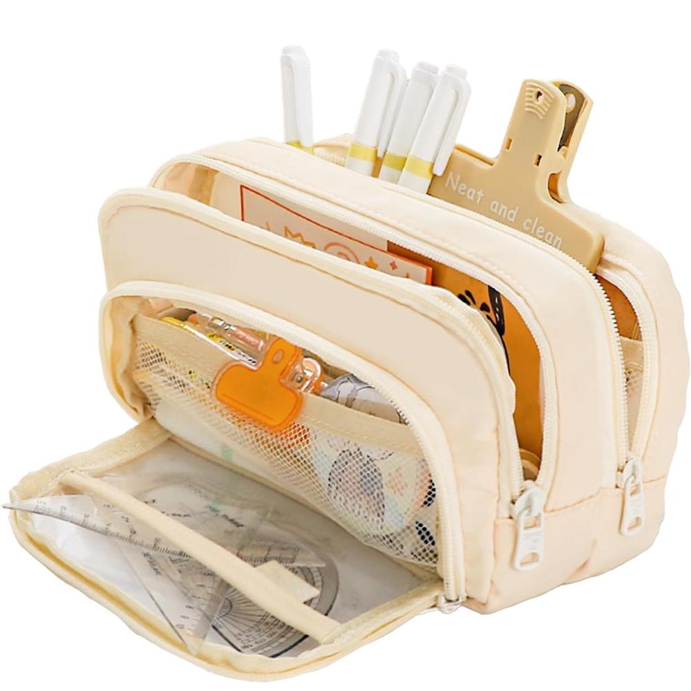 FunBlast Canvas Large Capacity Pencil Case - Double Zipper Portable Pencil Pouch