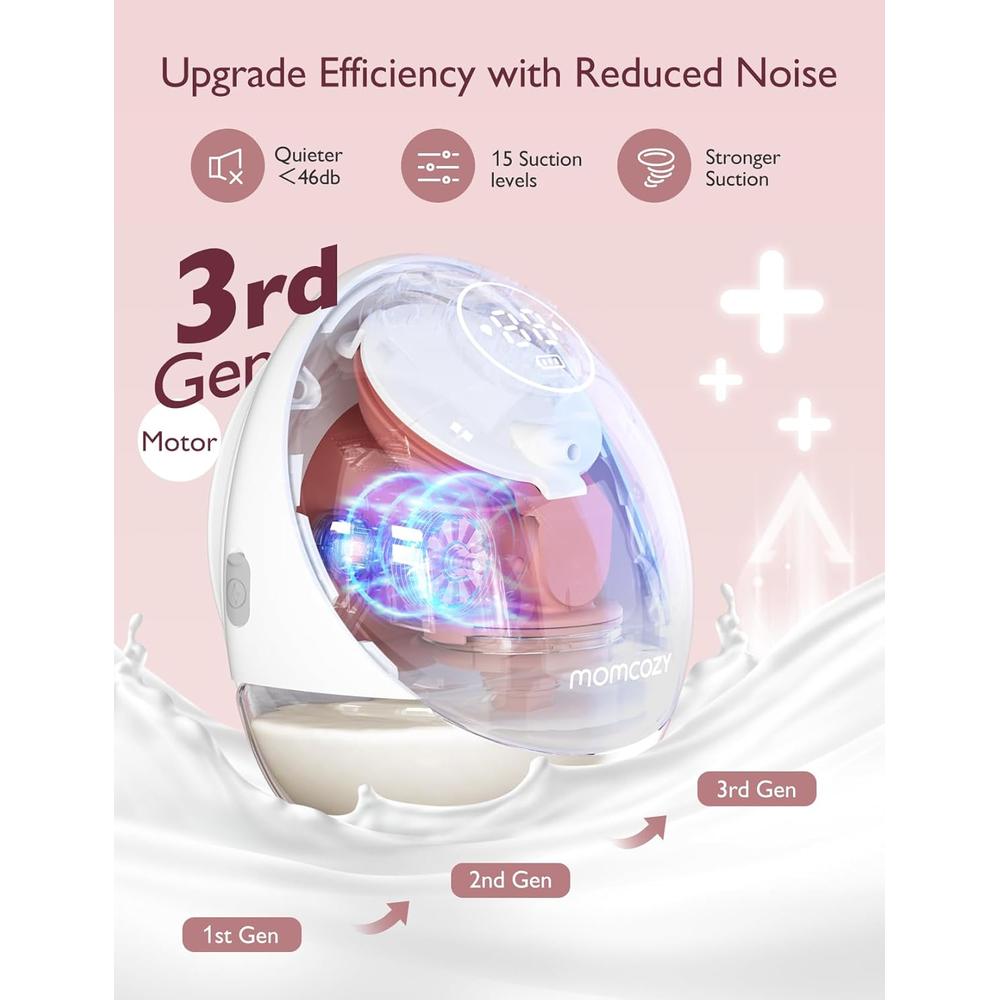 Momcozy M9 Mobile Flow Hands-Free Breast Pump | 3 Modes & 15 Levels, 24mm