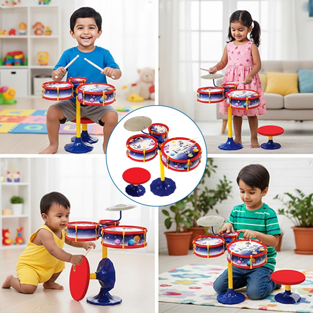 Simarr Little Rockstar Drum Set with Stool (Space Theme)
