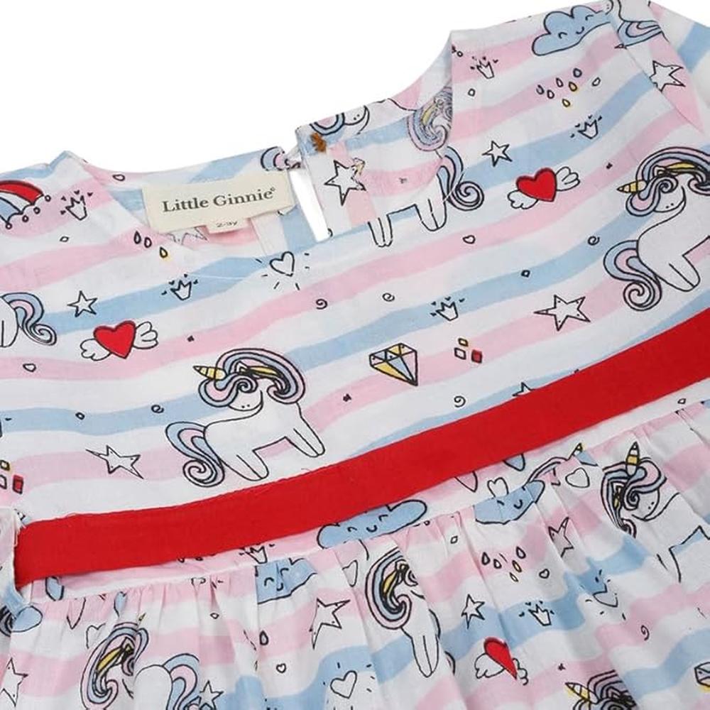 Little Ginnie Cotton Frock for Baby Girls - Animal Print | White