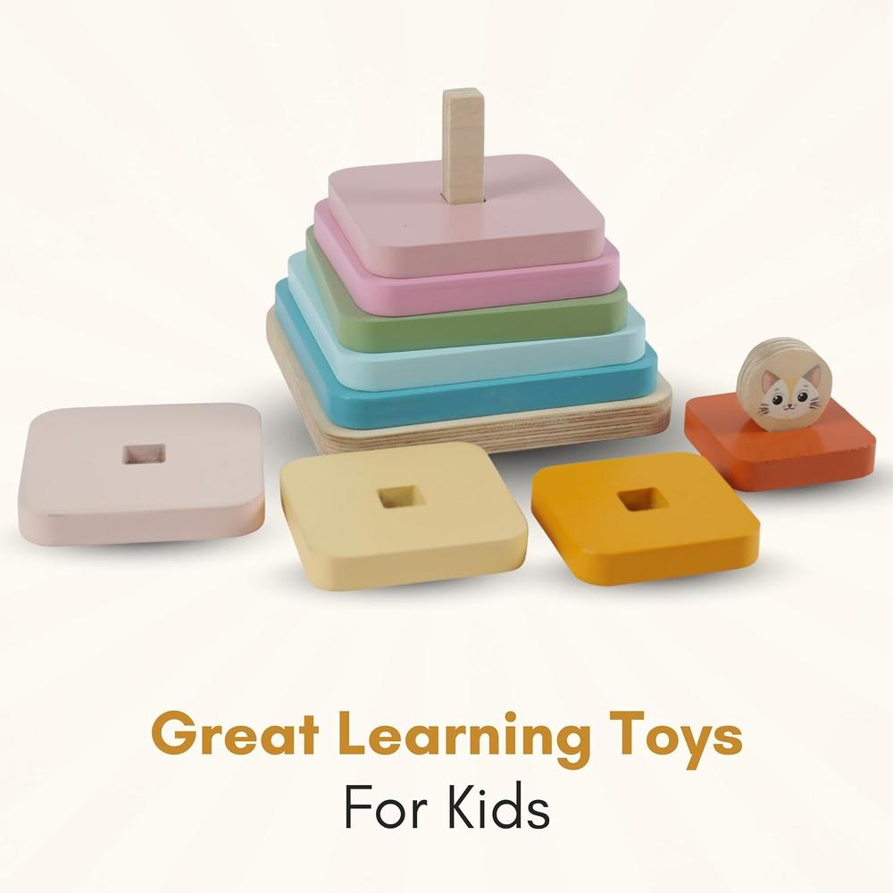 Little Ginnie Colorful Stacking Tiles - 10 Pieces | Stacker Square