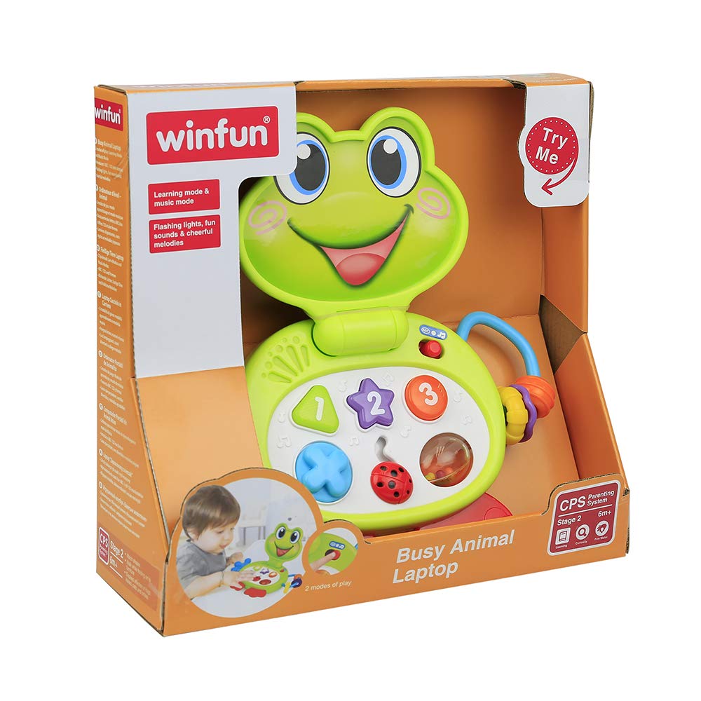 Winfun Busy Animal Laptop with Flashing Lights, Sounds & Cheerful Melodies (6-24 Months)