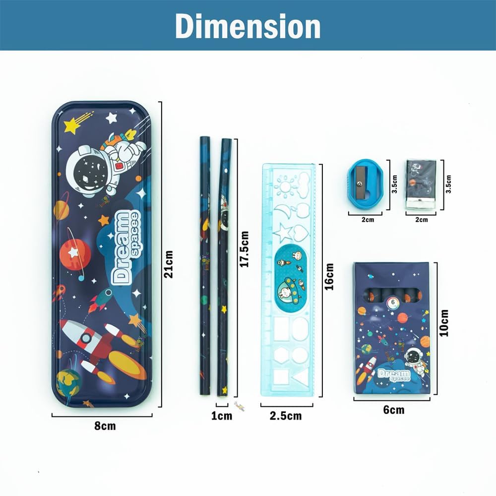 Ilearnngrow Pencil Box Stationery Kit for Kids
