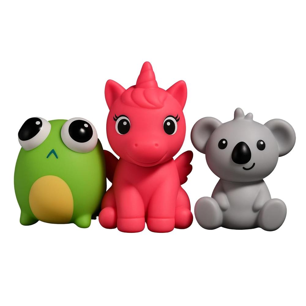 Woot Hoot Pack of 3 Jungle Buddies Interactive Toy Set | Squish & Shake for Lights & Sounds | Assorted Colors & Designs