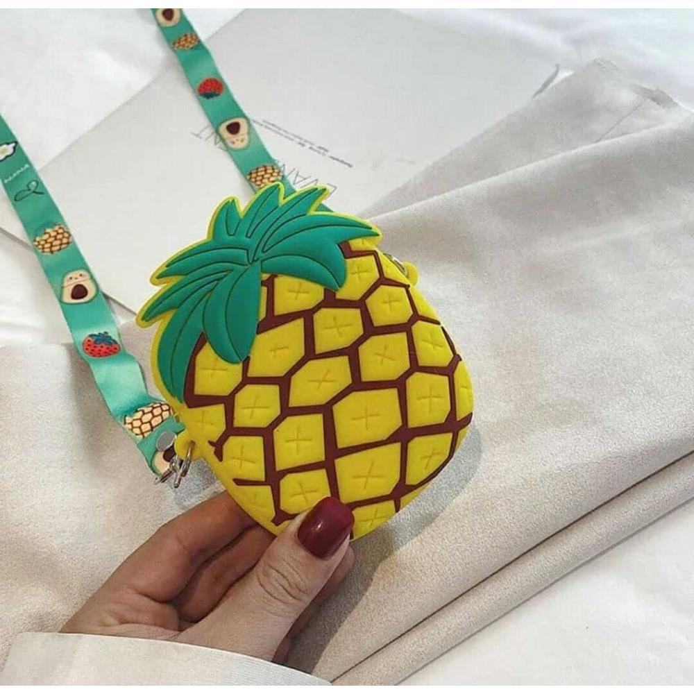 Fruity Silicone Sling Bag with Detachable Strap - Pineapple