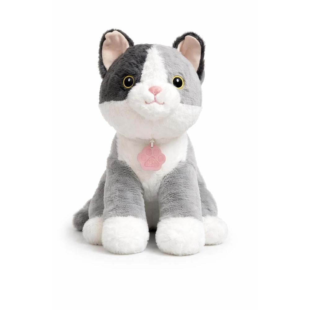 Cute Grey Cat with Eye Patch Plush Toy - 28cm Soft Stuffed Animal