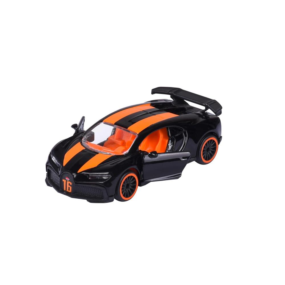 Original Licensed Majorette Bugatti Chiron Pur Sport Diecast Car - Black - Orange