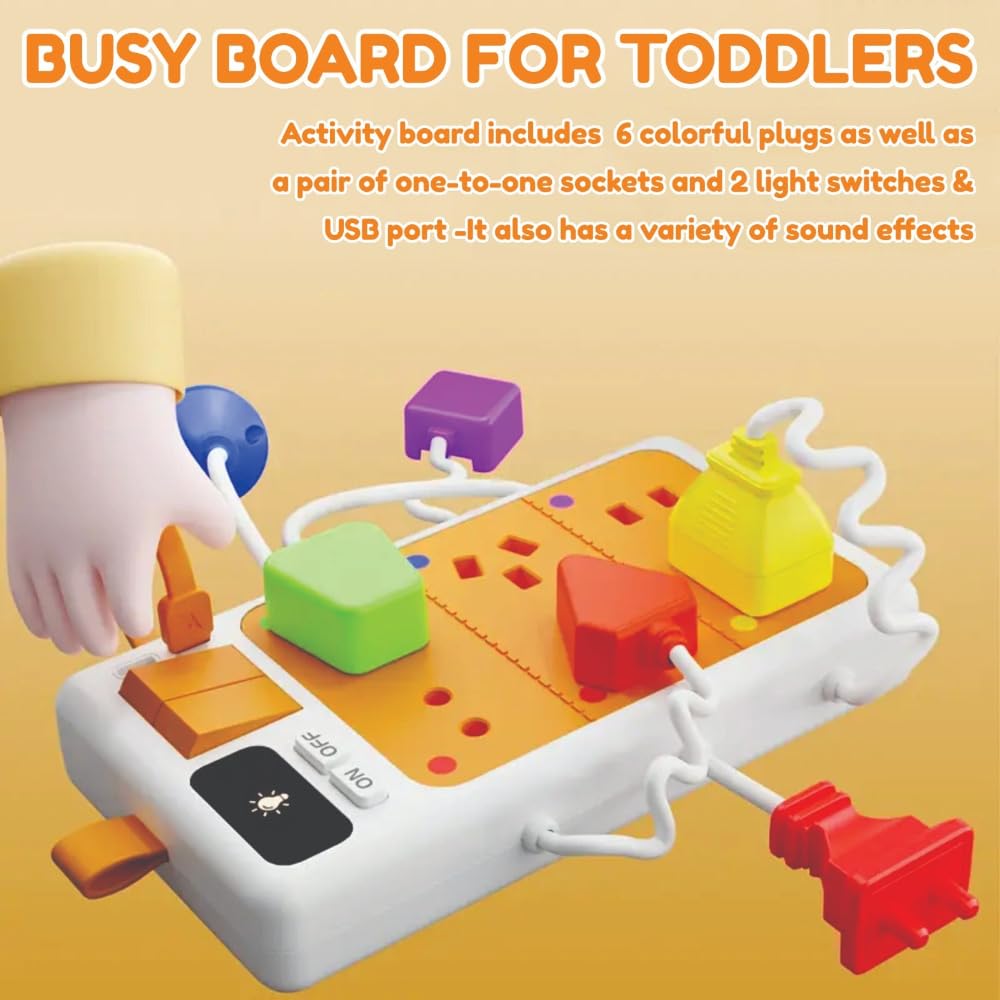 Open Ended Montessori Plug & Play Busy Board with Light & Sounds (1.5-3 Years)