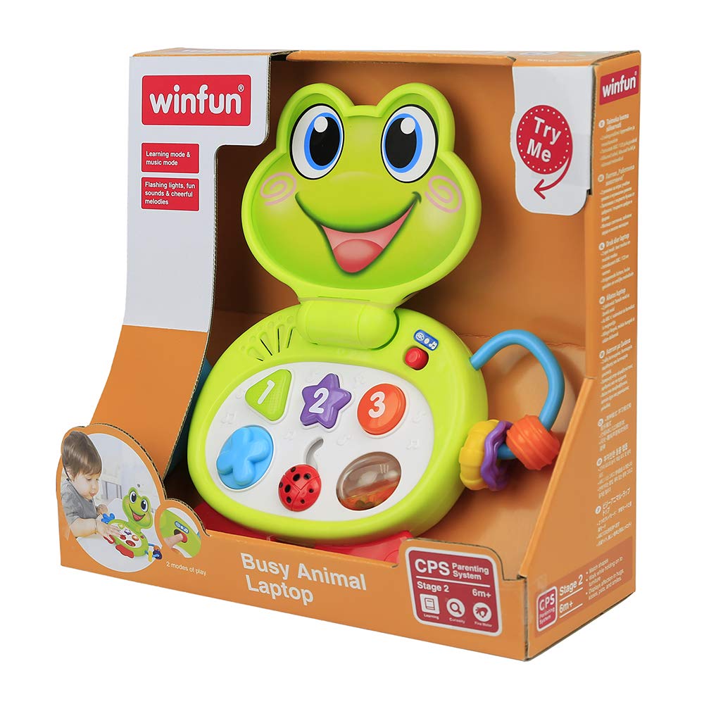 Winfun Busy Animal Laptop with Flashing Lights, Sounds & Cheerful Melodies (6-24 Months)