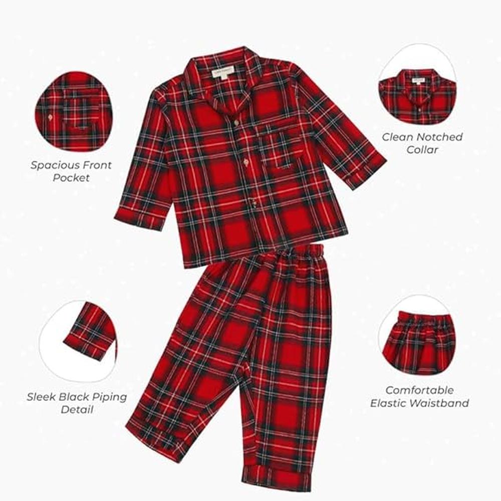 Little Ginnie Cotton Night Suit Pajama Set | Red and Blue