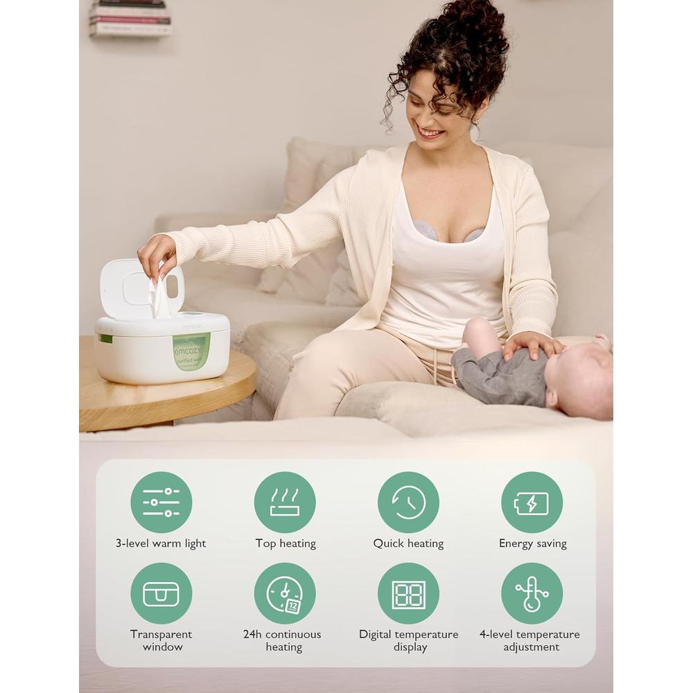 Momcozy Baby Wipe Warmer with Night Light - Large Capacity | 4 Modes of Temperature Heating Control