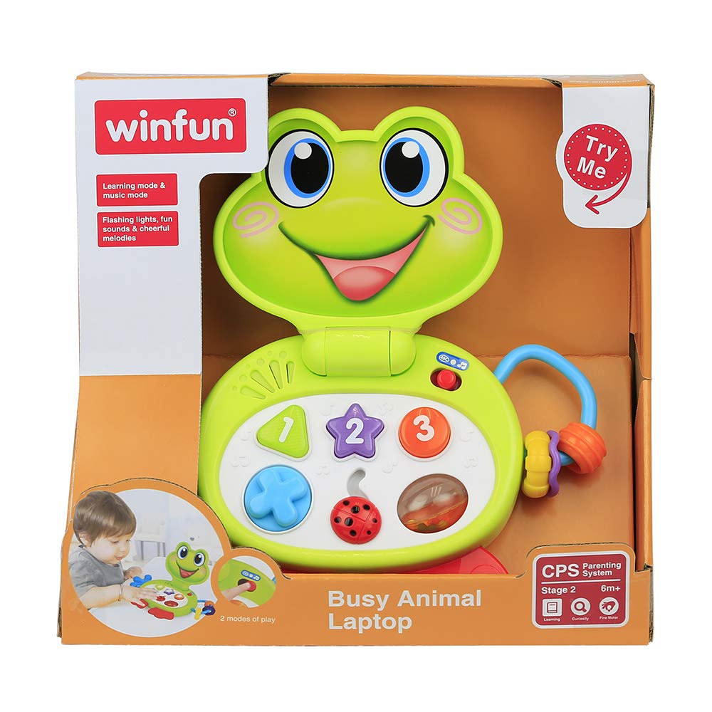 Winfun Busy Animal Laptop with Flashing Lights, Sounds & Cheerful Melodies (6-24 Months)