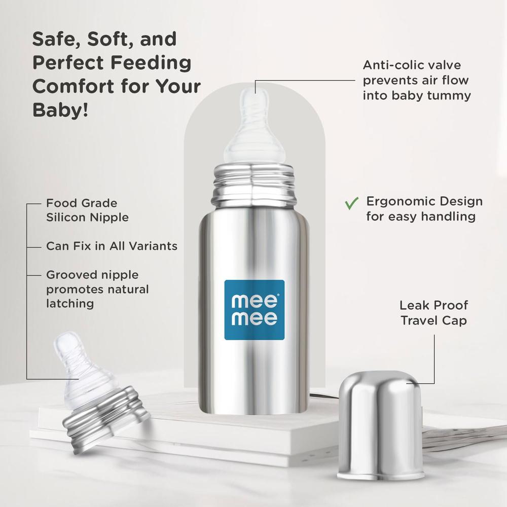 Mee Mee Baby Steel Feeding Bottle | 240ml