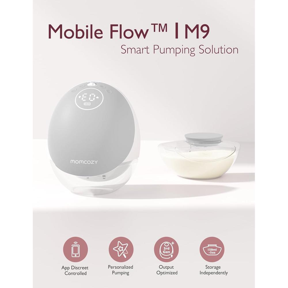 Momcozy M9 Mobile Flow Hands-Free Breast Pump | 3 Modes & 15 Levels, 24mm