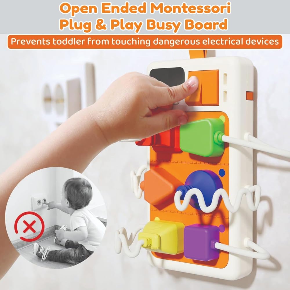 Open Ended Montessori Plug & Play Busy Board with Light & Sounds (1.5-3 Years)