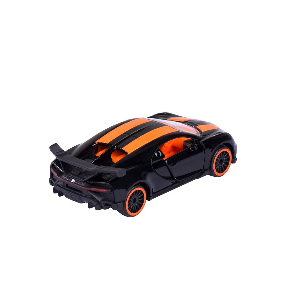 Original Licensed Majorette Bugatti Chiron Pur Sport Diecast Car - Black - Orange