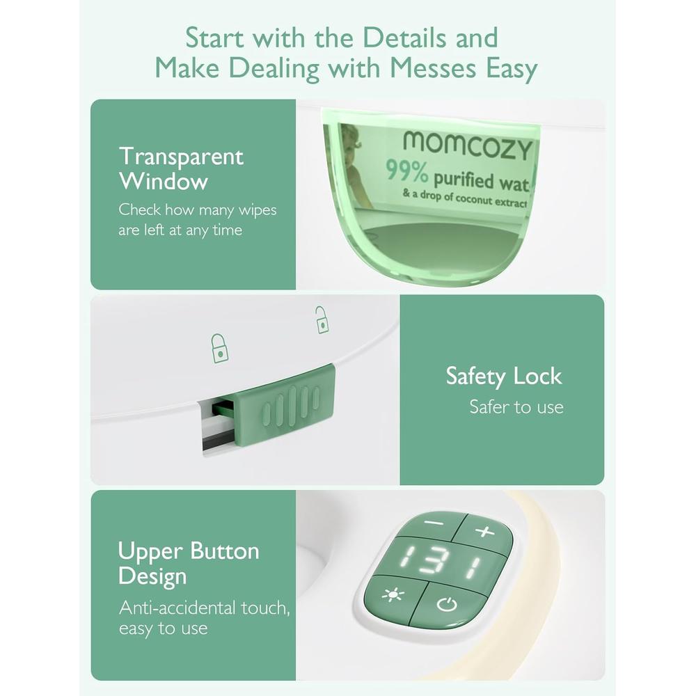 Momcozy Baby Wipe Warmer with Night Light - Large Capacity | 4 Modes of Temperature Heating Control