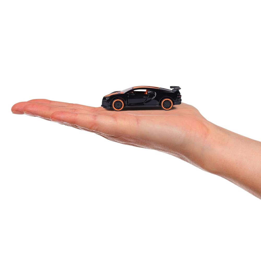 Original Licensed Majorette Bugatti Chiron Pur Sport Diecast Car - Black - Orange