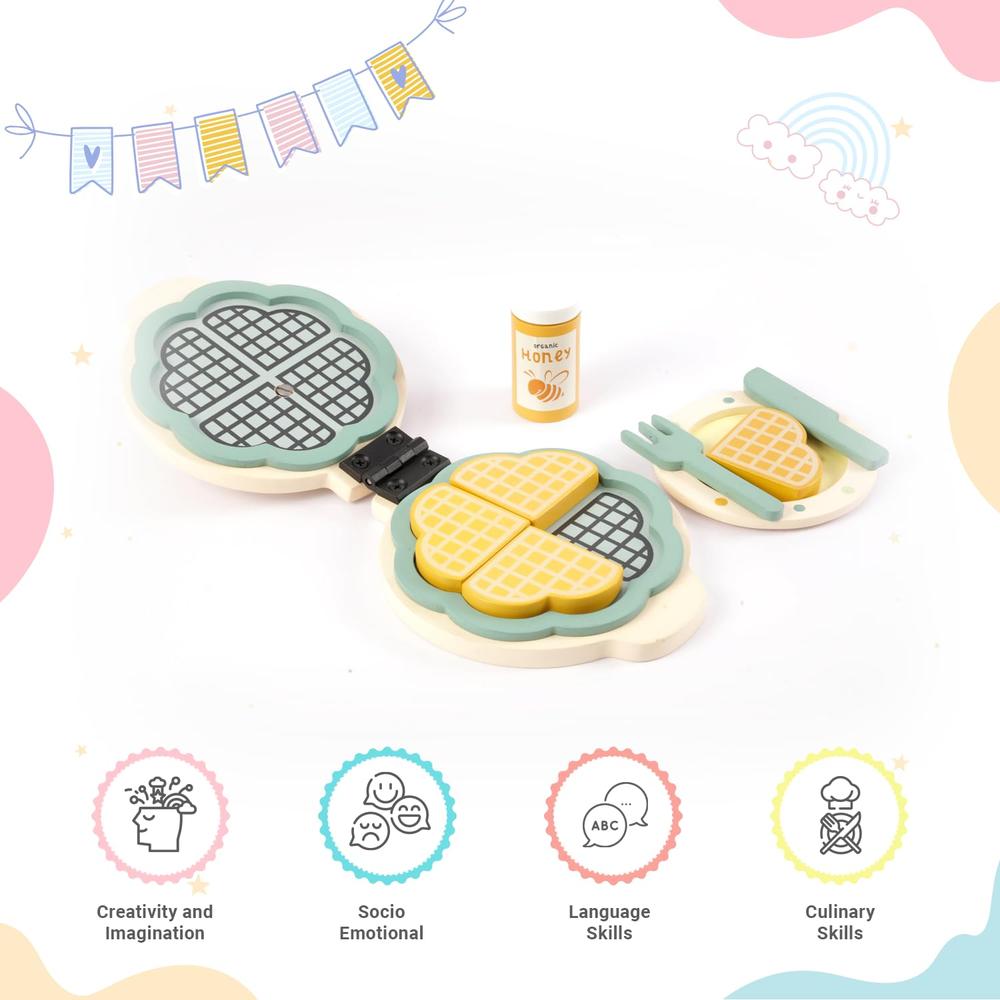 Little Ginnie Wooden Waffle Maker Pretend Playset | 2-5 Years