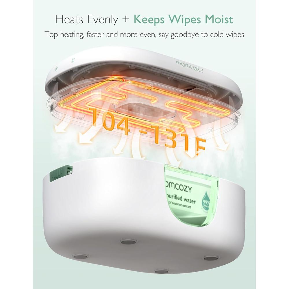 Momcozy Baby Wipe Warmer with Night Light - Large Capacity | 4 Modes of Temperature Heating Control