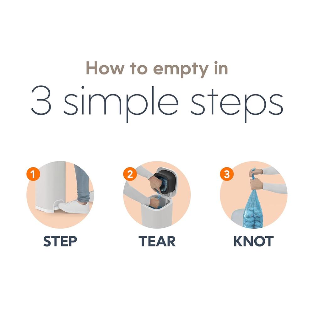 Diaper Genie Select Diaper Pail with Starter Refill - 13ft | Odor-Lock System with Push N Lock Clamp | Grey