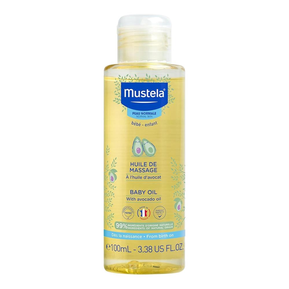 Mustela Baby Massage Oil - 100ml | Avocado Oil, Sunflower Oil & Protective Vegetable Oil