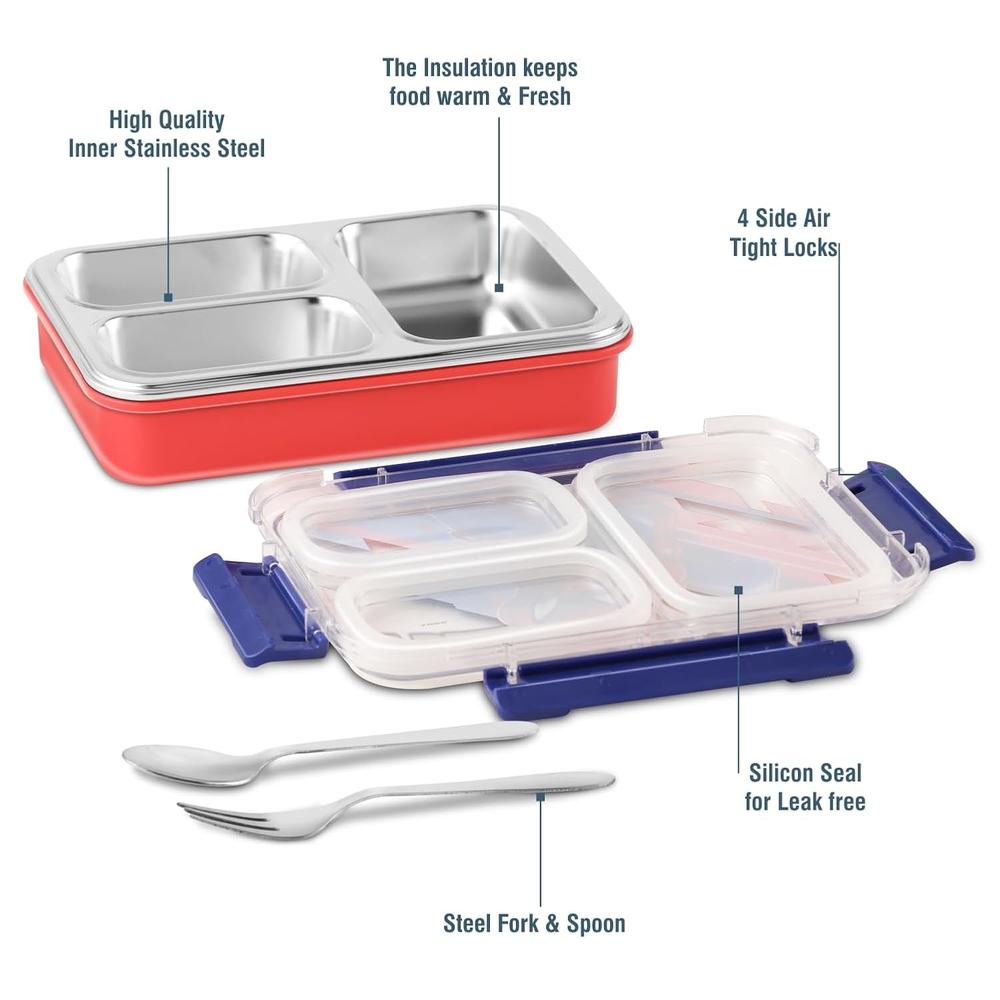 Jaypee Marvel Series Spiderman Insulated Lunch Box with 2 Additional Lock - 625ml | Toon Box 3