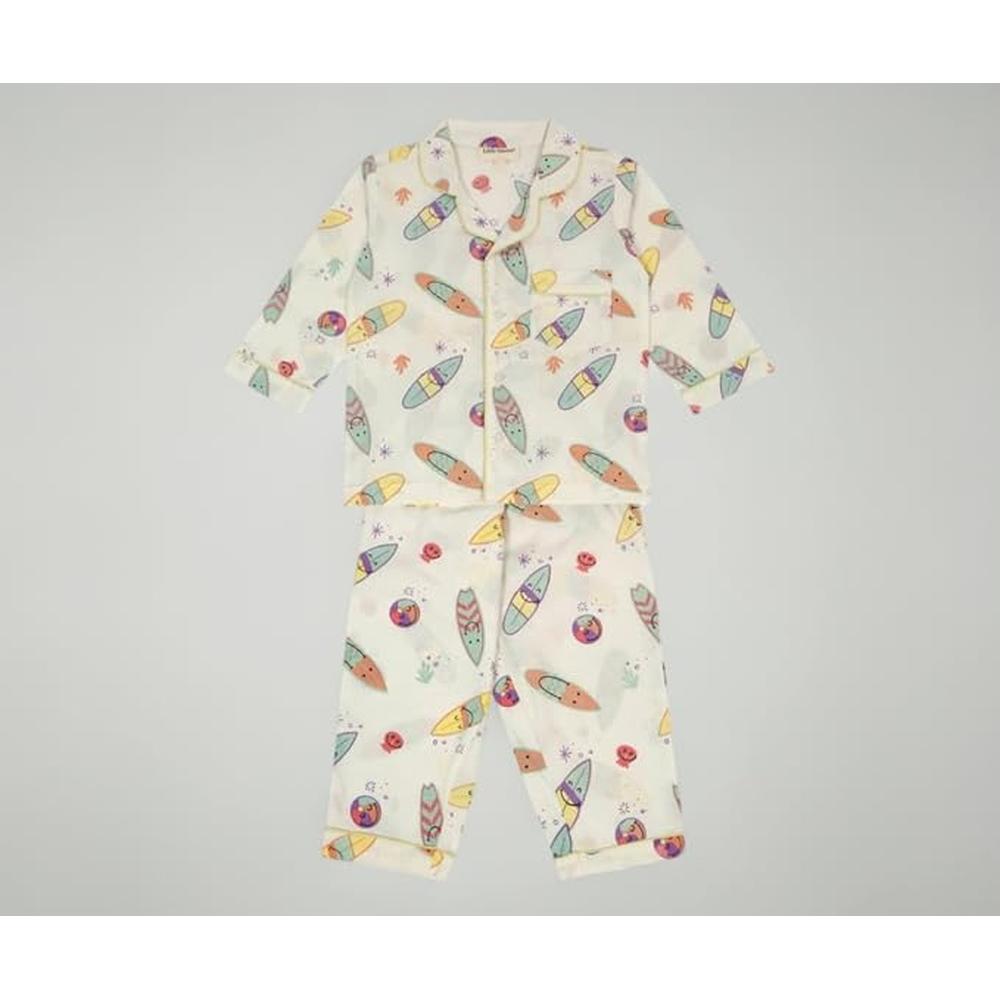 Little Ginnie Night Suit - Pajama Set | White