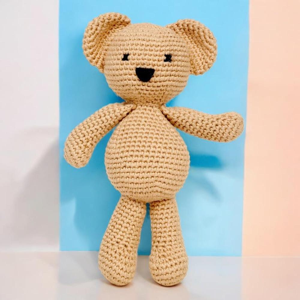 Little Ginnie Bear Crochet Soft Toy - Handmade & Washable Crochet Doll