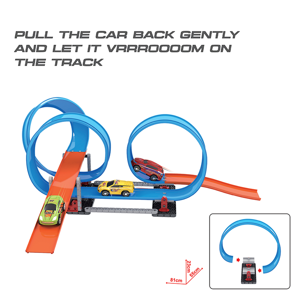 Playzu 55 Pieces Pull Back Track Set (3B-Turn)