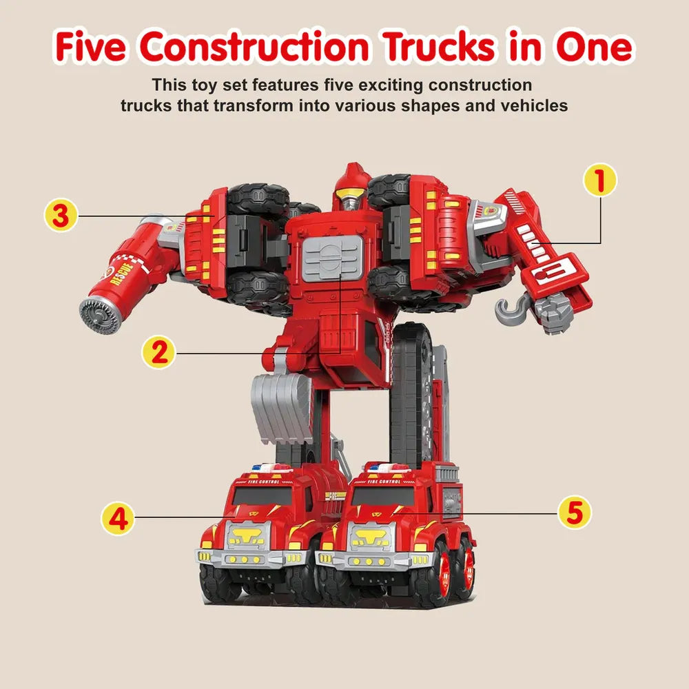 Kidology 5-in-1 Robot Transformer Toy Set