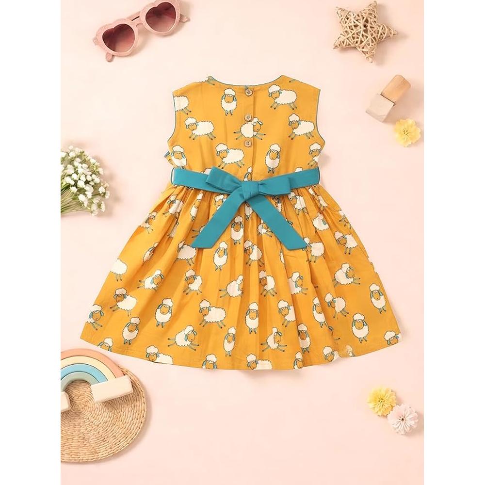 Little Ginnie Cotton Frock for Girls - Yellow