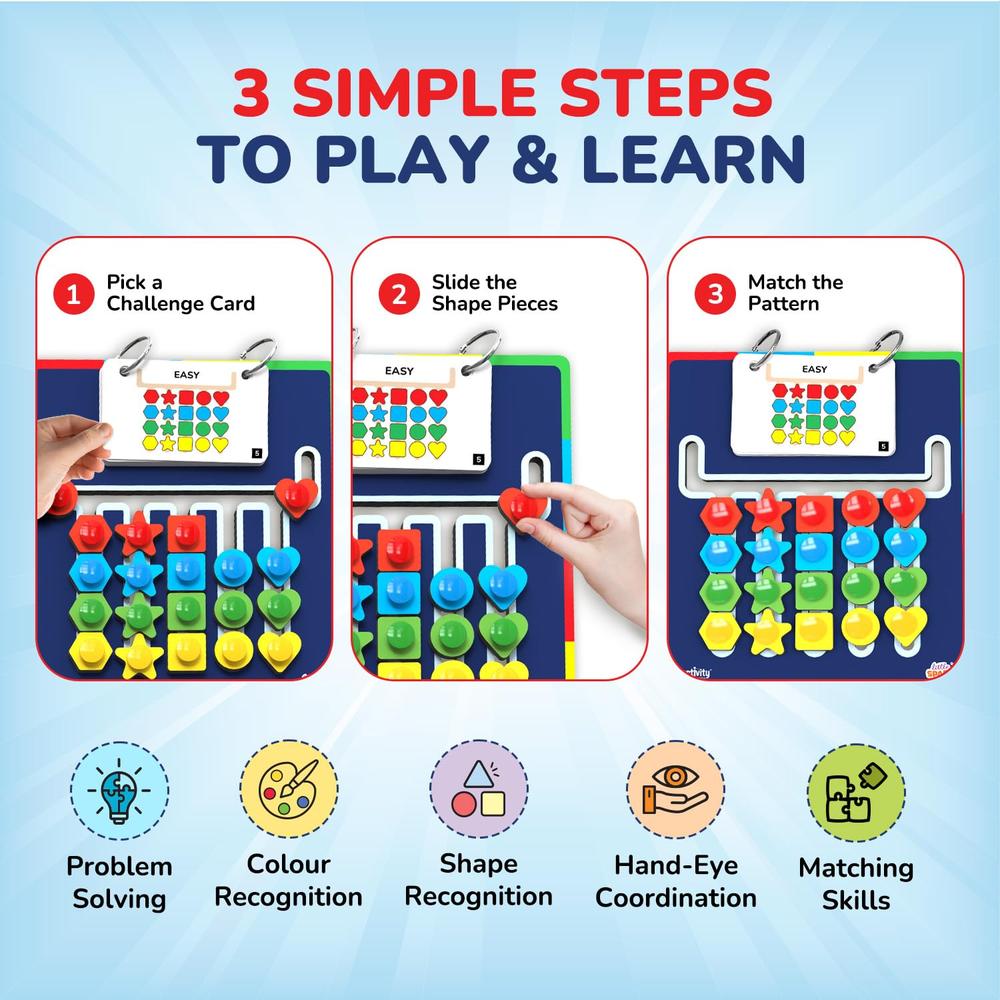 Little Sparks Shape Coder Puzzle - 15 Challenge Cards, 5 Columns & Colored Shapes
