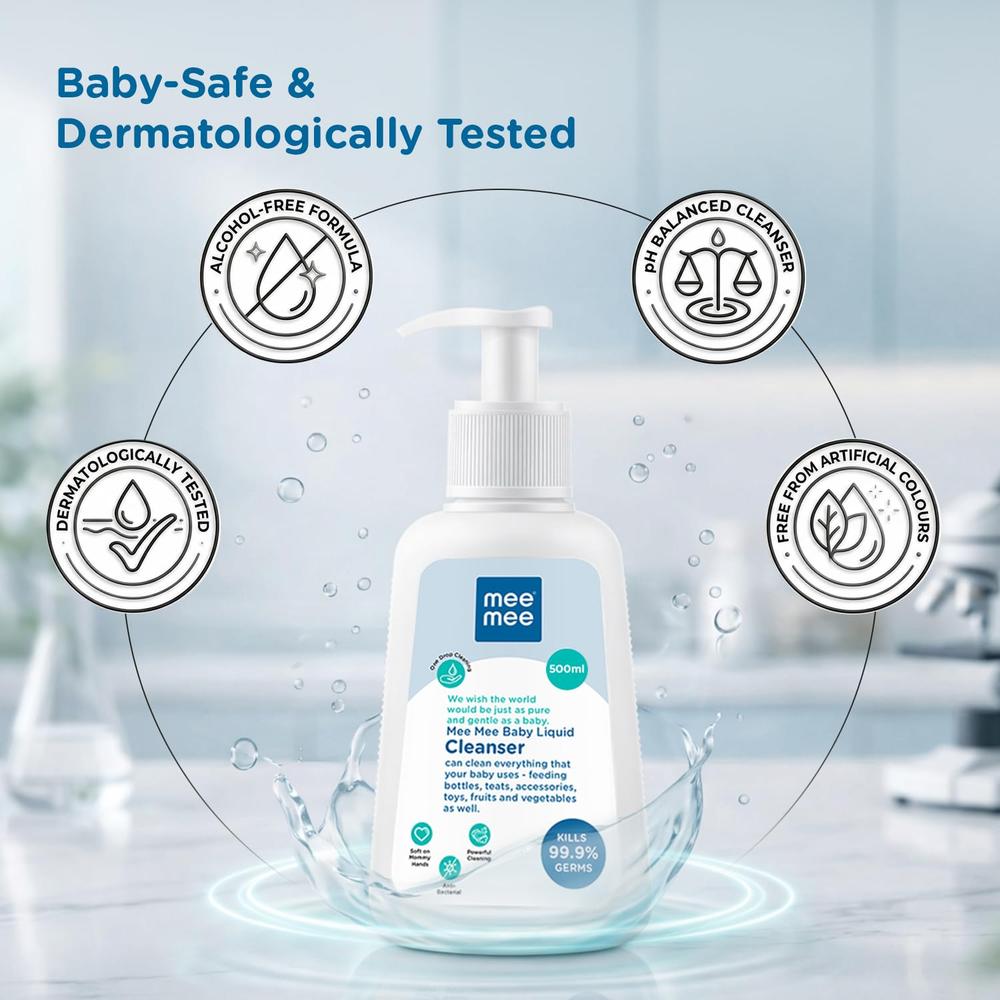 Mee Mee Baby Liquid Cleanser - 500ml | Anti-Bacterial Kills 99.9% Germs